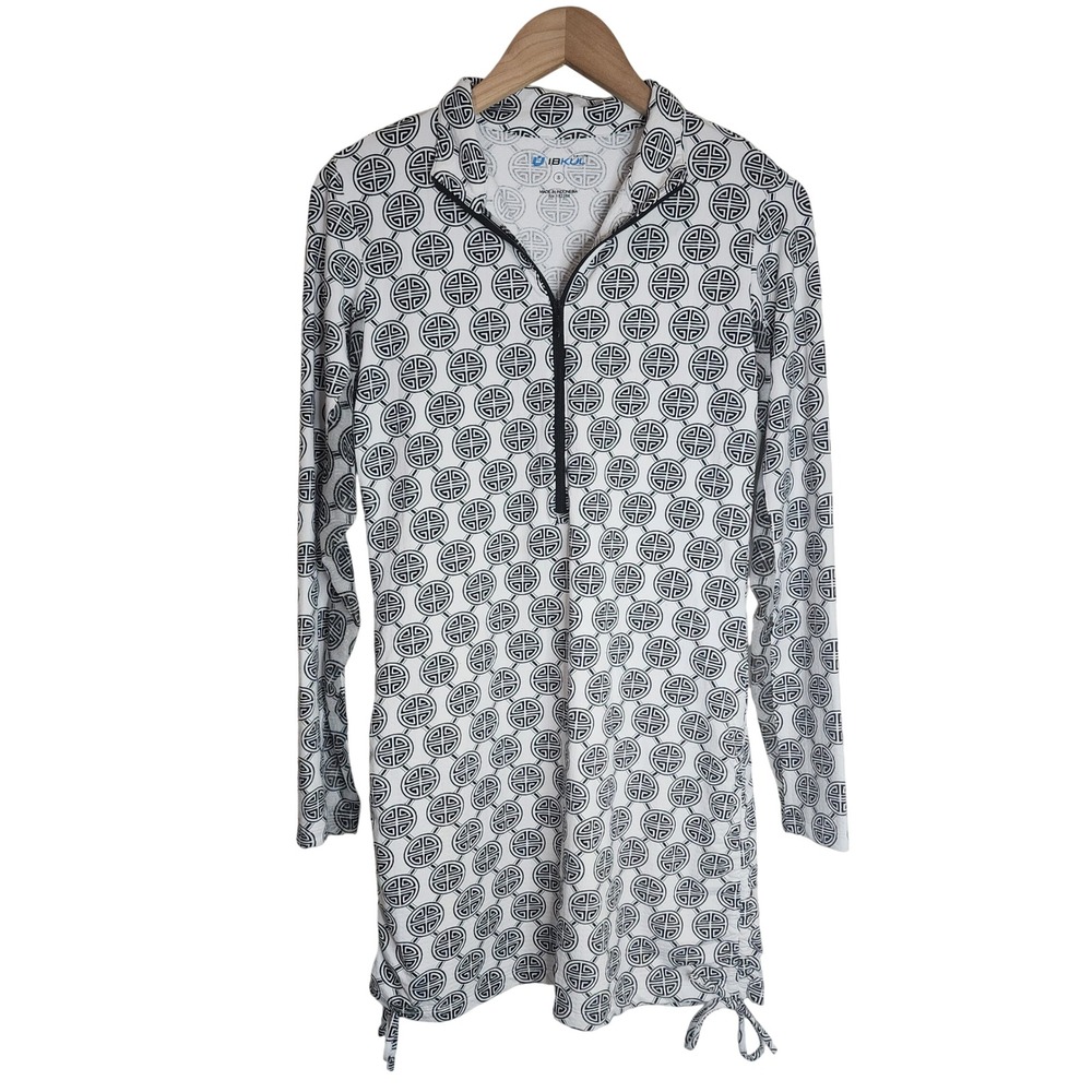 IBKUL Top Women's‎ Small Long Sleeve Pullover Half Zip Black White